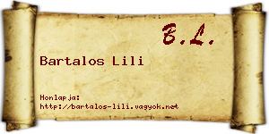 Bartalos Lili névjegykártya